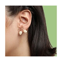 Sohi Women's White Rose Bow Drop Earrings