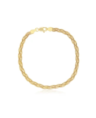 The Lovery Braided Matte Herringbone Bracelet 14K Gold