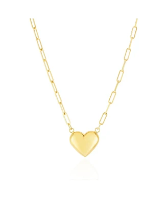 The Lovery Puffy Gold Paperclip Heart Necklace 14K Gold