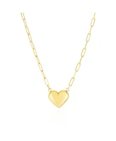 The Lovery Puffy Gold Paperclip Heart Necklace 14K Gold