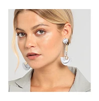 Sohi Women's Green Fan Drop Earrings