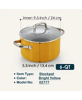 Cook N Home 6-Quart Hard Anodized Healthy Ceramic Nonstick Gumbo Pasta Pot,Yellow