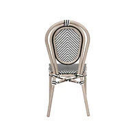 Merrick Lane Mael Stacking Thonet Bistro Style Chair With Textilene Seat And Bamboo Finished Metal Frame For Indoor/Outdoor Use