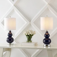 Jonathan Y Cora Classic Retro Glass Led Table Lamp with Usb Charging Port (Set of 2)