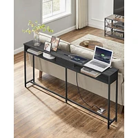 Slickblue Narrow Console Table With 2 Outlet And Usb Ports