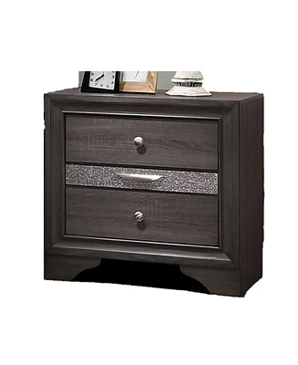 Simplie Fun Contemporary Silver Nightstand with Hidden Jewelry Drawer