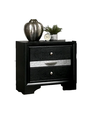 Simplie Fun Contemporary Silver Nightstand with Hidden Jewelry Drawer