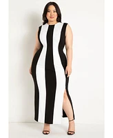 Eloquii Plus Striped Knit Maxi Dress