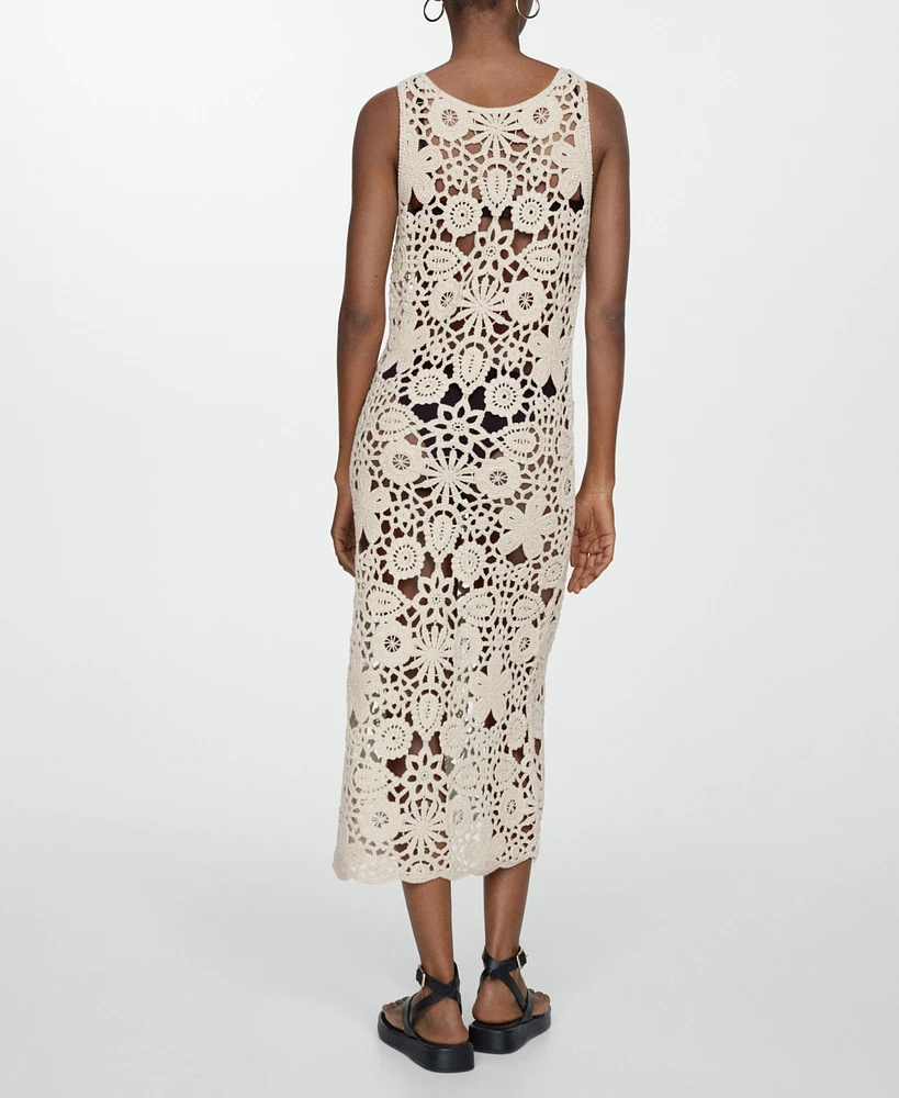 Mango Women's 100% Cotton Crochet Dress