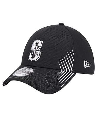 New Era Men's Black Seattle Mariners Active Dash Mark 39THIRTY Flex Hat