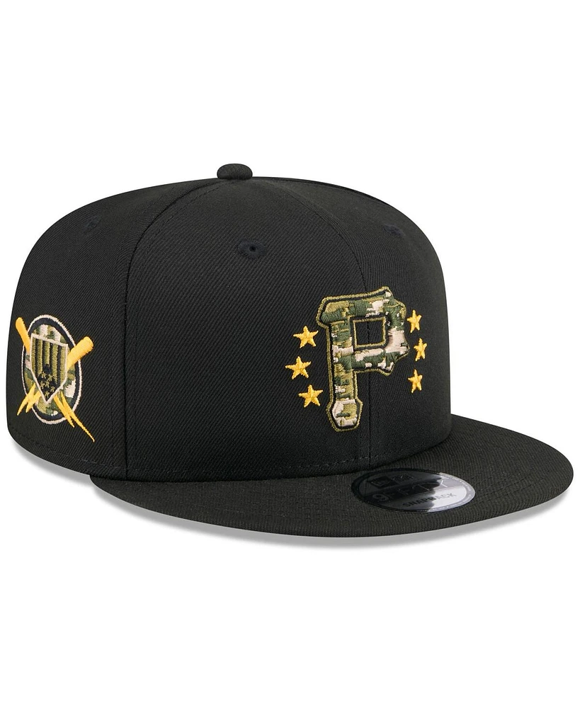 New Era Men's Black Pittsburgh Pirates 2024 Armed Forces Day 9FIFTY Snapback Hat