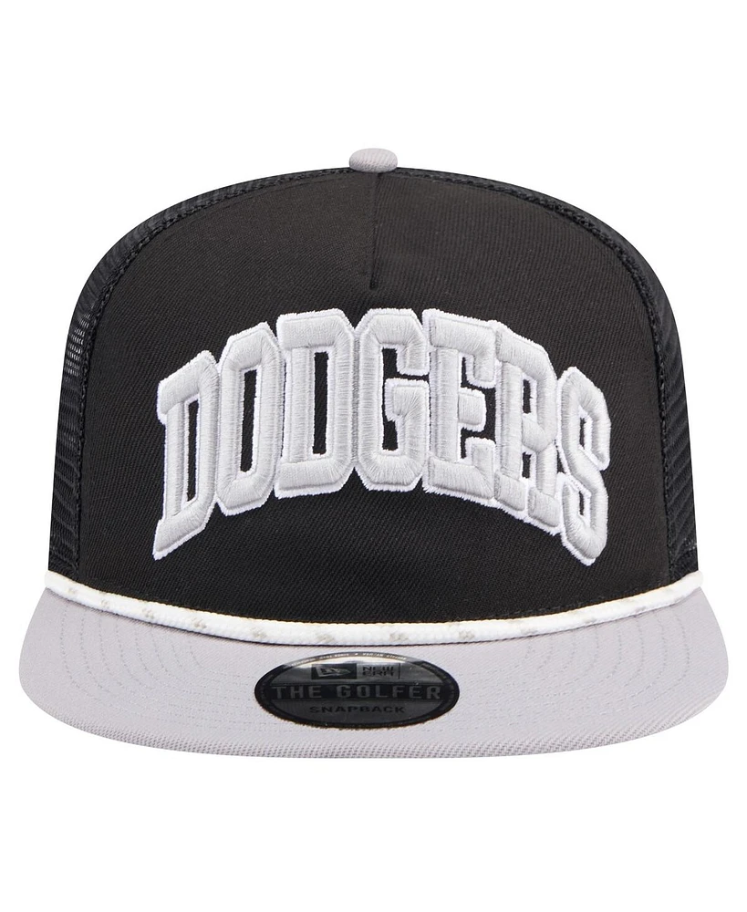 New Era Men's Black Los Angeles Dodgers Throwback Meshback Golfer Hat