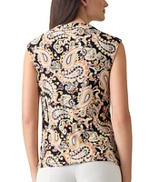 Kasper Petite Printed Cowlneck Sleeveless Top