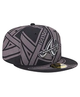 New Era Men's Black Atlanta Braves Logo Fracture 59FIFTY Fitted Hat