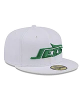 New Era Men's White New York Jets Wordmark Omaha 59FIFTY Fitted Hat