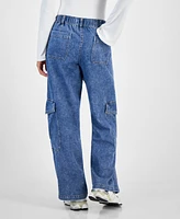 Vanilla Star Juniors' High-Rise Wide-Leg Cargo Pants