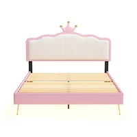 Streamdale Furniture Princess Upholstered Bed with Lighted Platform