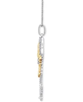 Diamond Anna Key Pendant Necklace (1/10 ct. t.w.) in Sterling Silver & Gold-Plate, 16" + 2" extender - Sterling Silver  Gold