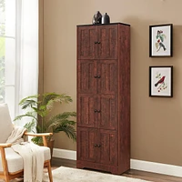 Streamdale Furniture 4-Door Walnut Cabinet for Living Room, Kitchen, Office