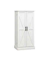 Streamdale Furniture White Led Kitchen Pantry Cabinet with 2 Doors and Shelves