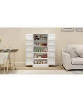 Streamdale Furniture White Led Kitchen Pantry Cabinet with 2 Doors and Shelves