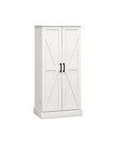 Streamdale Furniture White Led Kitchen Pantry Cabinet with 2 Doors and Shelves