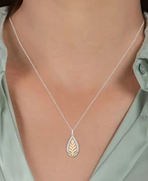 Diamond Leaf Anna Pendant Necklace (1/6 ct. t.w.) in Sterling Silver & 10k Gold, 16" + 2" extender