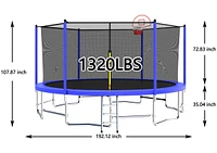 16ft Trampoline with Bar, Hoop & Enclosure