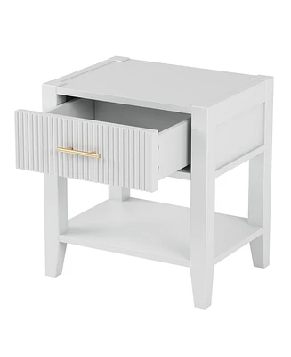 Simplie Fun Wooden Nightstand With A Drawer And An Open Storage, End Table For Bedroom, White