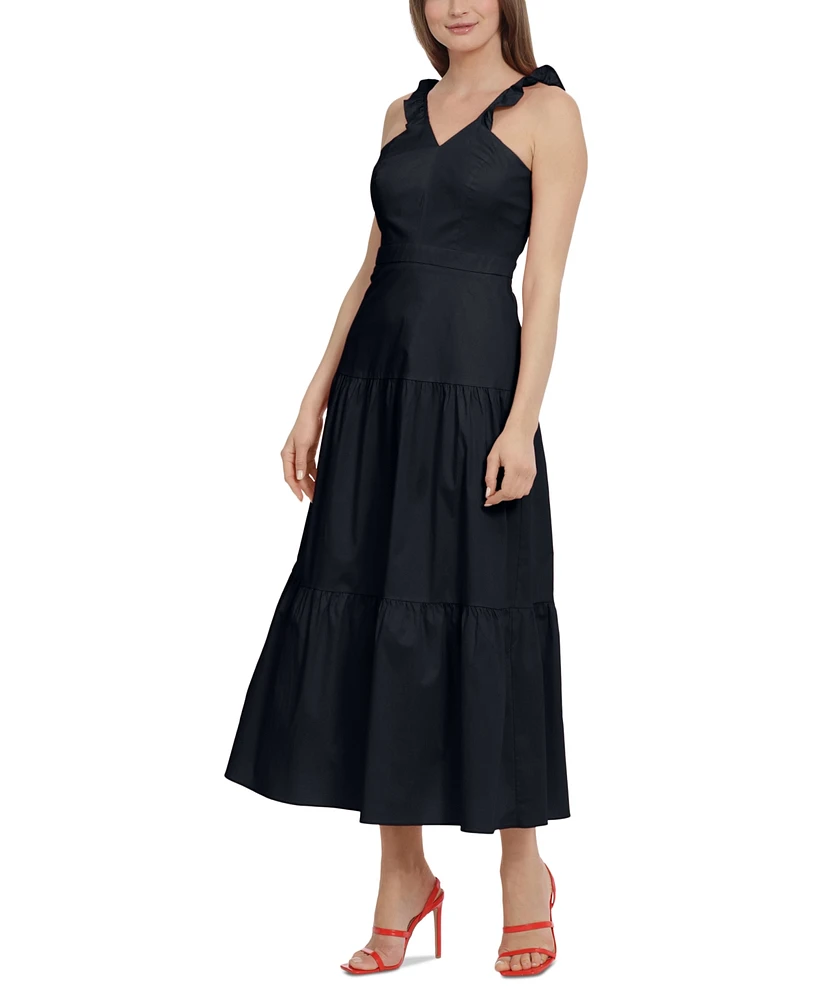 Maggy London Women's Sleeveless Flutter-Strap Dress