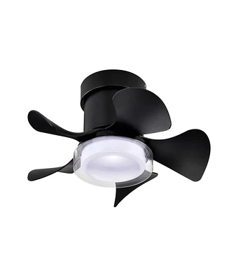 Streamdale Furniture Matte Black Remote Ceiling Fan with Led Light