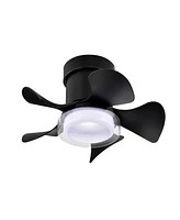 Simplie Fun Matte Black Remote Ceiling Fan with Led Light