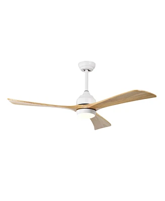 Simplie Fun 52" Ceiling Fan with Remote Control, 6 Speeds (White/Natural)