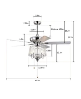 Streamdale Furniture Modern Crystal Ceiling Fan with Reversible Blades