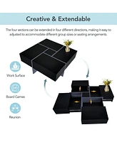 Modern Square Coffee Table with Hidden Storage and Extendable Tabletop