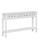 Simplie Fun 60" Rustic Console Table with Drawers & Shelf