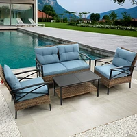 Outdoor Rattan Wicker Sectional Sofa Set with Cushion