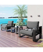 Streamdale Furniture Aluminum Frame Patio Set with Thick Cushion & Coffee Table