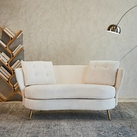 Streamdale Furniture White Polyester Loveseat Sofa with Golden Metal Legs
