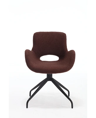 Simplie Fun Modern Dark Brown Velvet Office Chair With Metal Legs