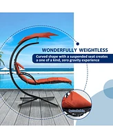 Outdoor Swing Chaise Lounger with Canopy & Stand