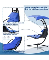 Streamdale Furniture Outdoor Hanging Chaise Lounger with Canopy & Stand