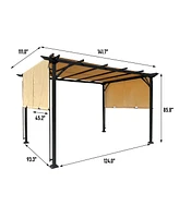 Streamdale Furniture 9.5x12FT Retractable Canopy Pergola for Outdoor Spaces