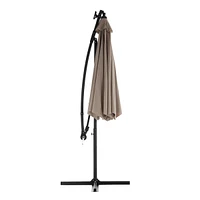 10FT Solar Led Offset Hanging Market Patio Umbrella (Khaki)