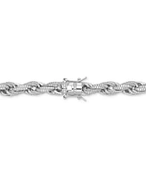 Men's Cubic Zirconia Rope Link Bracelet in Sterling Silver, Created for Macy's