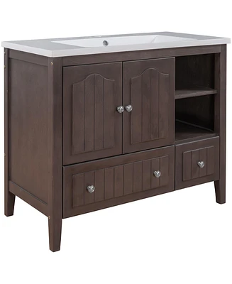 Streamdale Furniture 36" Bathroom Vanity with Ceramic Basin & Storage Cabinet