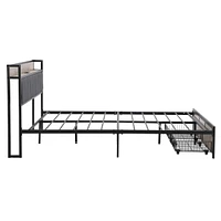 Streamdale Furniture Modern Metal Platform Bed Frame with Storage and Usb