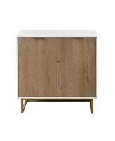 Simplie Fun Modern White and Gold Storage Cabinet with 2 Doors