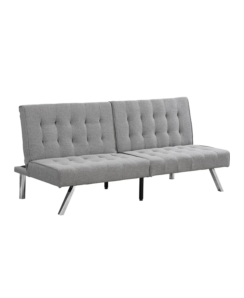 Simplie Fun Wood Frame, Stainless Leg, Futon, Sofa Bed Grey