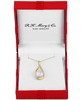 Honora Cultured Freshwater Pearl (9mm) and Diamond Accent Pendant 18" Necklace 14k Gold